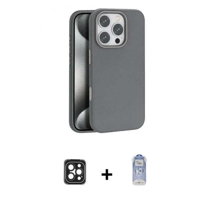 MARSİLYAN™- iPhone 16 Pro Max Kılıf Zirve Modern Prime - Siyah Joko Magic 5D Cam + PVD Metal Kamera Lens - SH
