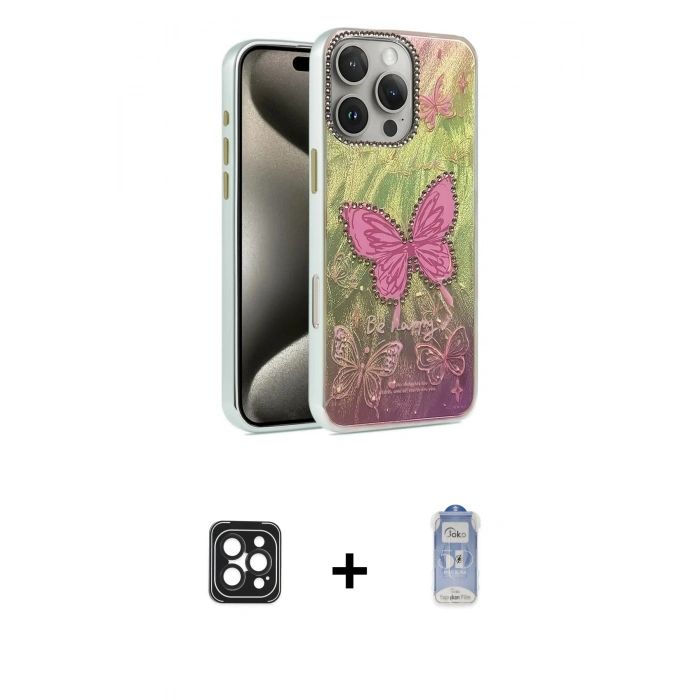 MARSİLYAN™- iPhone 16 Pro Max Kılıf Zirve Modern Prime - Siyah Joko Magic 5D Cam + PVD Metal Kamera Lens - SH