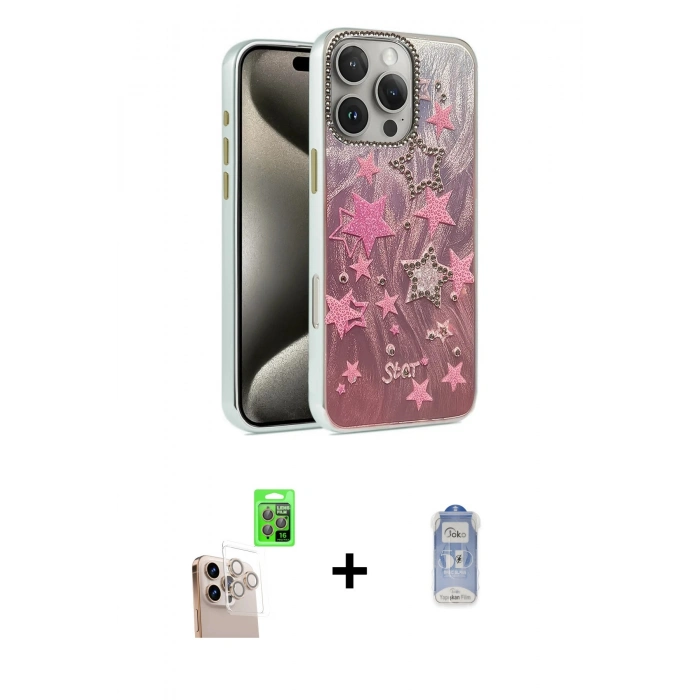 MARSİLYAN™- iPhone 16 Pro Max Kılıf Zirve Modern Prime - Siyah Joko Magic 5D Cam + Raze Metal Kamera Lens - NLGY