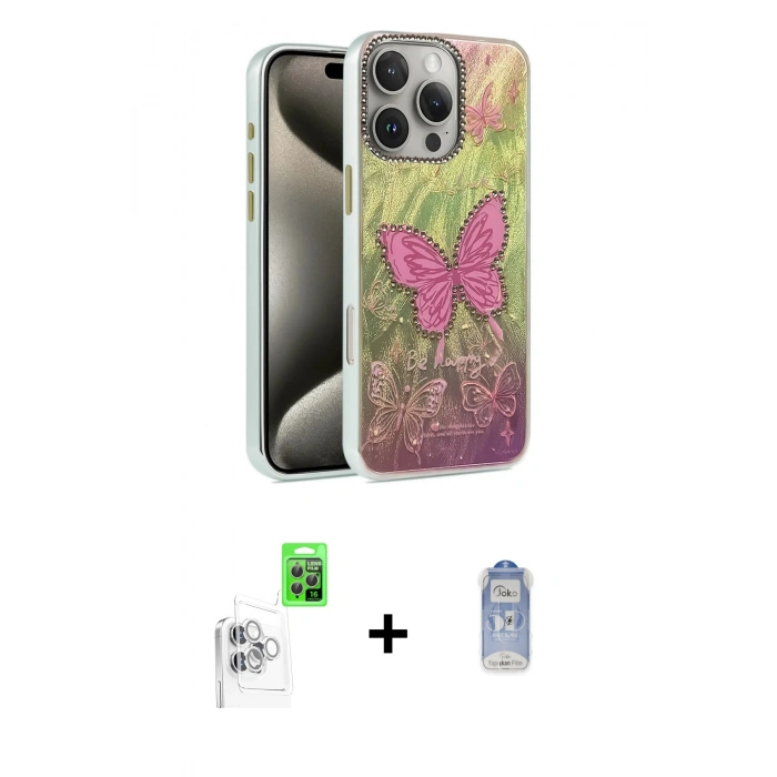 MARSİLYAN™- iPhone 16 Pro Max Kılıf Zirve Modern Prime - Siyah Joko Magic 5D Cam + Raze Metal Kamera Lens - BZ