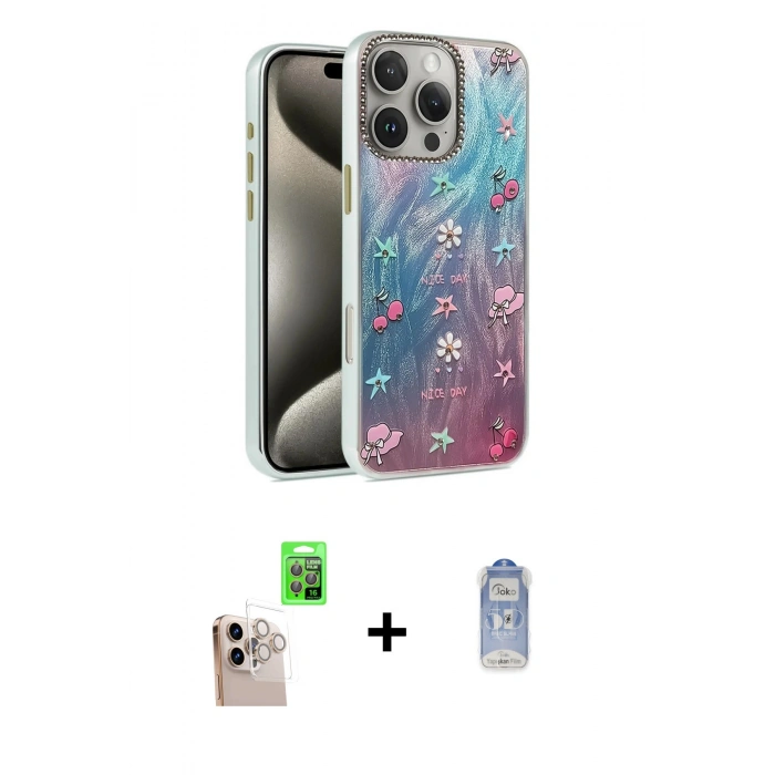 MARSİLYAN™- iPhone 16 Pro Max Kılıf Zirve Modern Prime - Siyah Joko Magic 5D Cam + Raze Metal Kamera Lens - NLGY