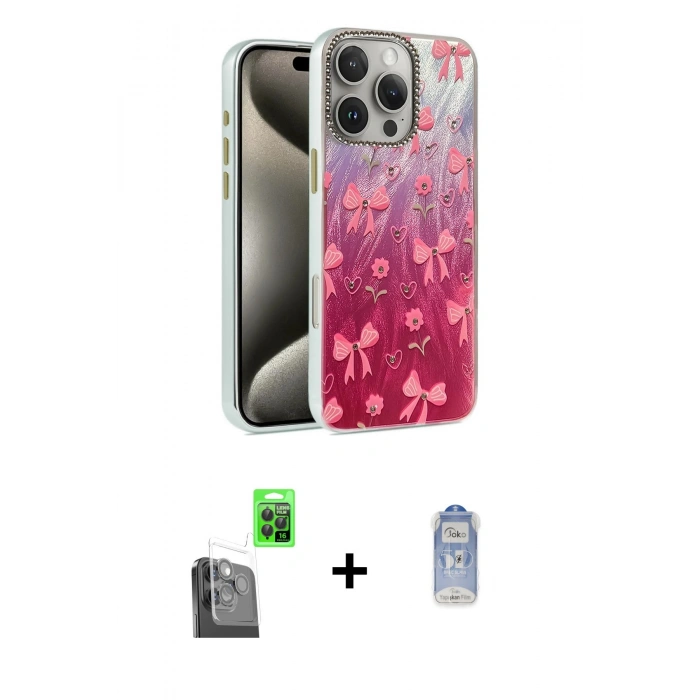 MARSİLYAN™- iPhone 16 Pro Max Kılıf Zirve Modern Prime - Siyah Joko Magic 5D Cam + Raze Metal Kamera Lens - SH
