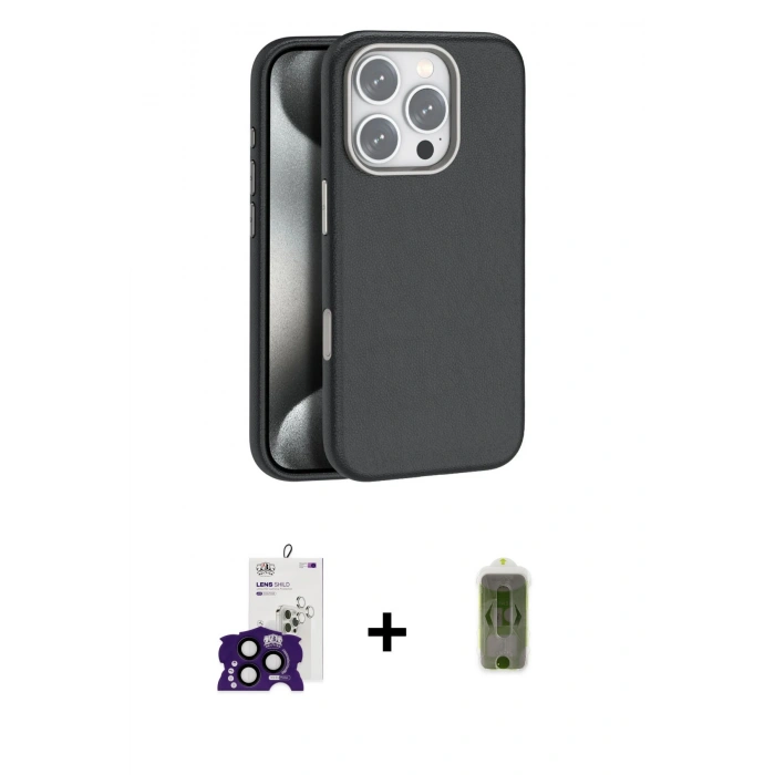 MARSİLYAN™- iPhone 16 Pro Max Kılıf Zirve Modern Prime - Siyah Joko Magic 5D Hayalet Cam + Bilvis Titan Kamera Lens - SH