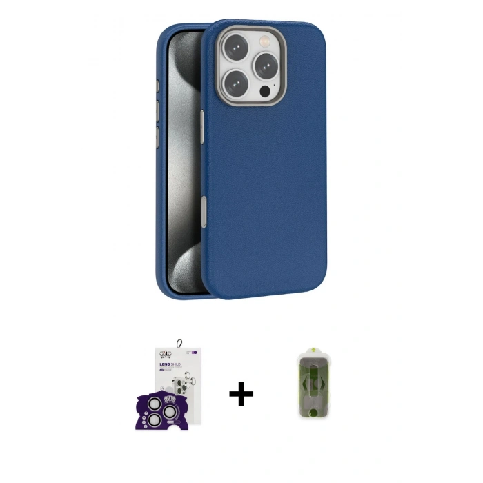 MARSİLYAN™- iPhone 16 Pro Max Kılıf Zirve Modern Prime - Siyah Joko Magic 5D Hayalet Cam + Gümüş Bilvis Titan Kamera Lens