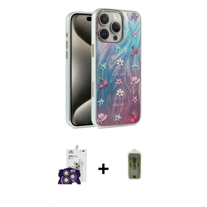MARSİLYAN™- iPhone 16 Pro Max Kılıf Zirve Modern Prime - Siyah Joko Magic 5D Hayalet Cam + Gümüş Bilvis Titan Kamera Lens