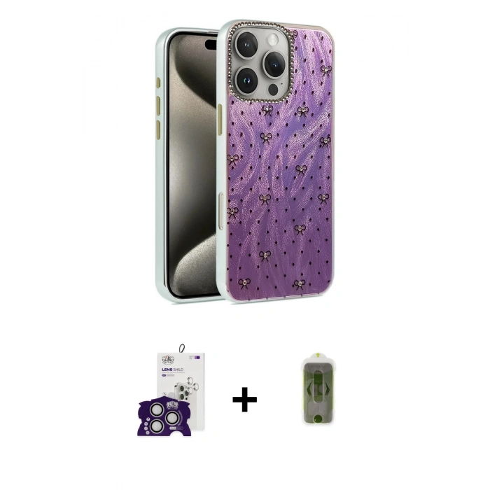 MARSİLYAN™- iPhone 16 Pro Max Kılıf Zirve Modern Prime - Siyah Joko Magic 5D Hayalet Cam + Gümüş Bilvis Titan Kamera Lens