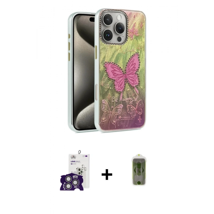 MARSİLYAN™- iPhone 16 Pro Max Kılıf Zirve Modern Prime - Siyah Joko Magic 5D Hayalet Cam + Gümüş Bilvis Titan Kamera Lens