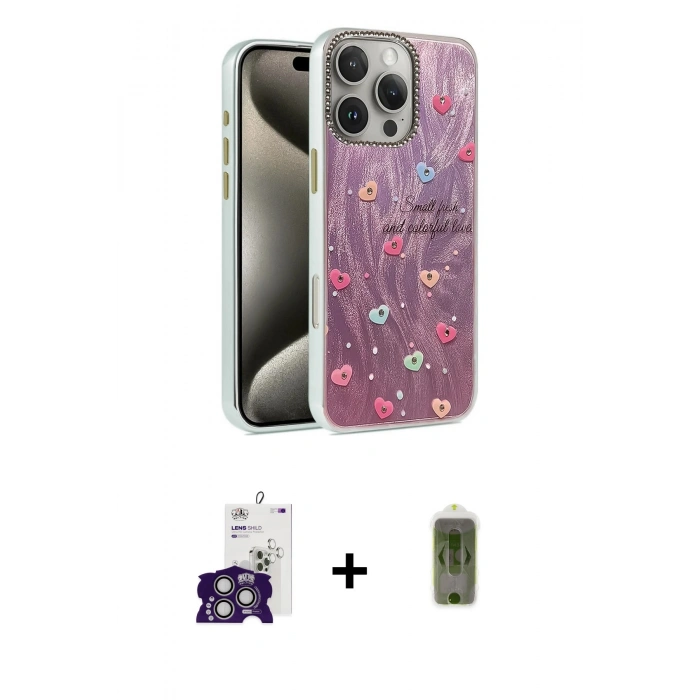 MARSİLYAN™- iPhone 16 Pro Max Kılıf Zirve Modern Prime - Siyah Joko Magic 5D Hayalet Cam + Gümüş Bilvis Titan Kamera Lens