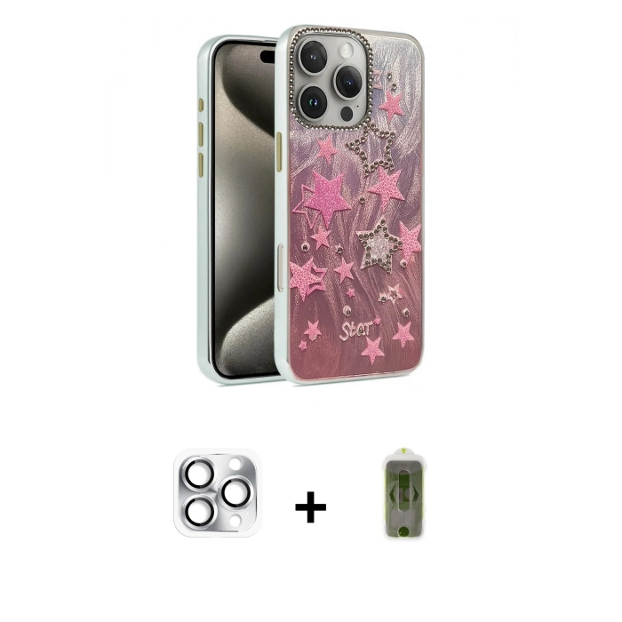 MARSİLYAN™- iPhone 16 Pro Max Kılıf Zirve Modern Prime - Siyah Joko Magic 5D Hayalet Cam + Gümüş Pers Alüminyum Kamera Lens
