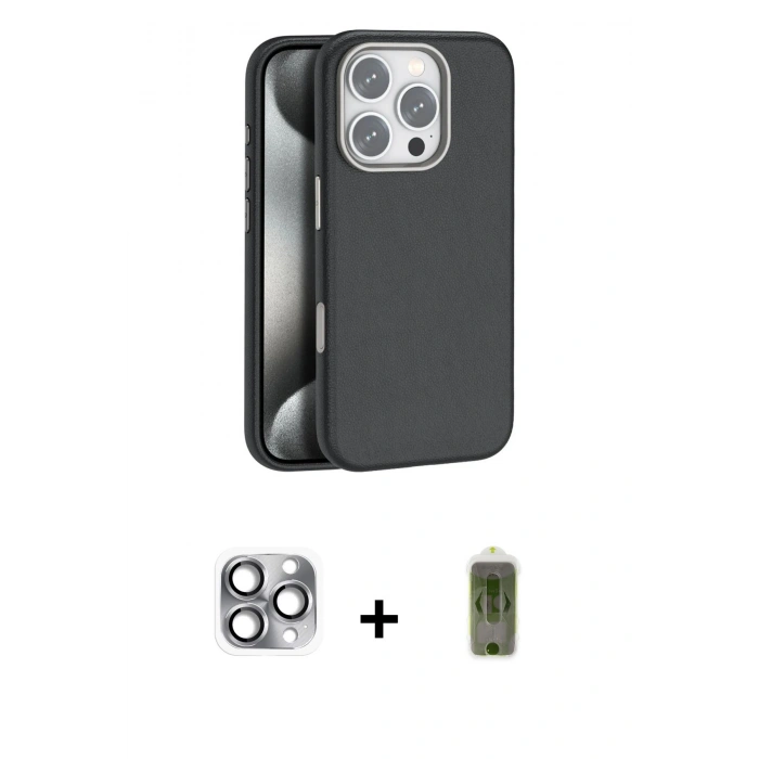MARSİLYAN™- iPhone 16 Pro Max Kılıf Zirve Modern Prime - Siyah Joko Magic 5D Hayalet Cam + Pers Alüminyum Kamera Lens - GI