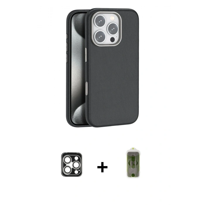 MARSİLYAN™- iPhone 16 Pro Max Kılıf Zirve Modern Prime - Siyah Joko Magic 5D Hayalet Cam + PVD Metal Kamera Lens - GS