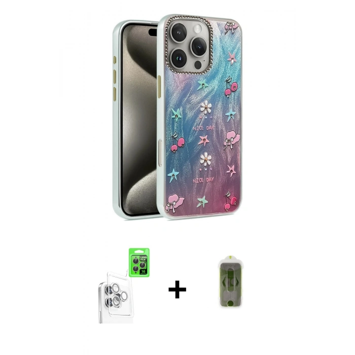 MARSİLYAN™- iPhone 16 Pro Max Kılıf Zirve Modern Prime - Siyah Joko Magic 5D Hayalet Cam + Raze Metal Kamera Lens - BZ
