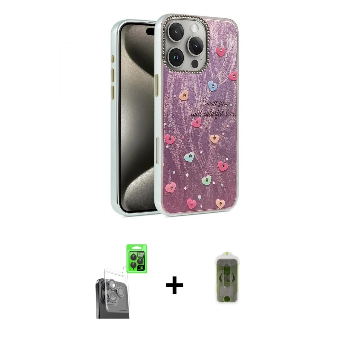 MARSİLYAN™- iPhone 16 Pro Max Kılıf Zirve Modern Prime - Siyah Joko Magic 5D Hayalet Cam + Raze Metal Kamera Lens - SH