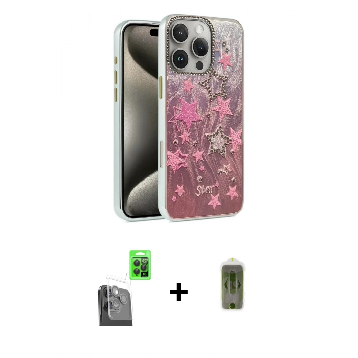 MARSİLYAN™- iPhone 16 Pro Max Kılıf Zirve Modern Prime - Siyah Joko Magic 5D Hayalet Cam + Raze Metal Kamera Lens - SH