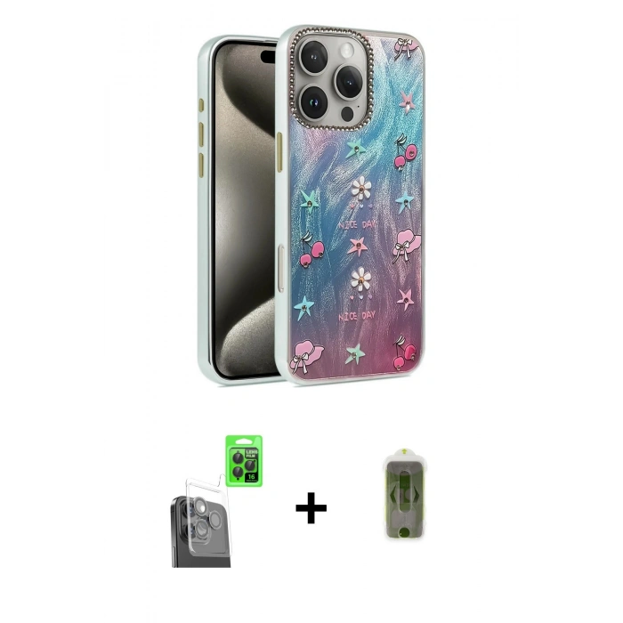 MARSİLYAN™- iPhone 16 Pro Max Kılıf Zirve Modern Prime - Siyah Joko Magic 5D Hayalet Cam + Raze Metal Kamera Lens - SH