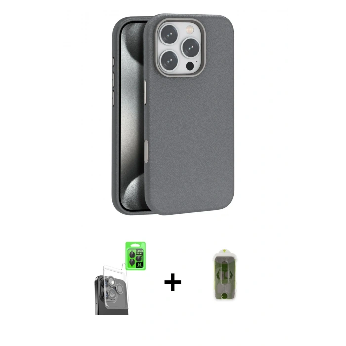 MARSİLYAN™- iPhone 16 Pro Max Kılıf Zirve Modern Prime - Siyah Joko Magic 5D Hayalet Cam + Raze Metal Kamera Lens - SH