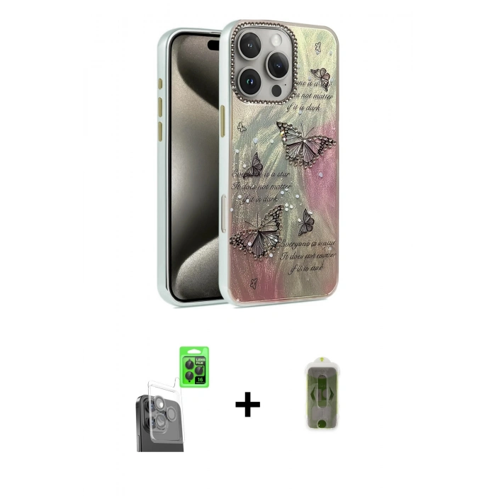 MARSİLYAN™- iPhone 16 Pro Max Kılıf Zirve Modern Prime - Siyah Joko Magic 5D Hayalet Cam + Raze Metal Kamera Lens - SH