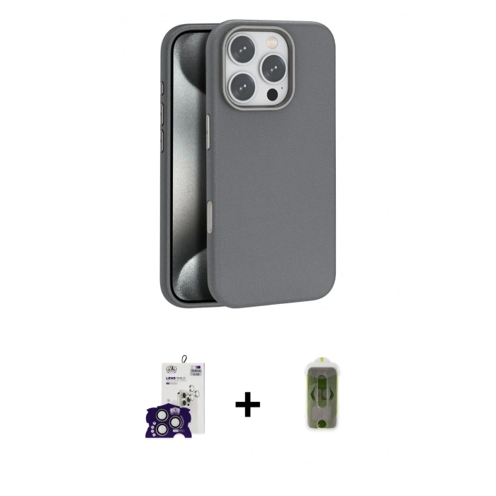 MARSİLYAN™- iPhone 16 Pro Max Kılıf Zirve Modern Prime - Siyah Joko Magic 5D Hayalet Cam + Titanyum Gri Bilvis Titan Kamera Lens