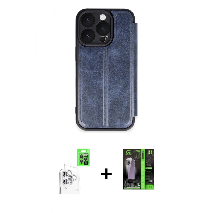 MARSİLYAN™- iPhone 16 Pro Max Kılıf Zirve Yansıma Serisi - Şeffaf 360 Full Body Arka Koruyucu + Raze Metal Kamera Lens - BZ