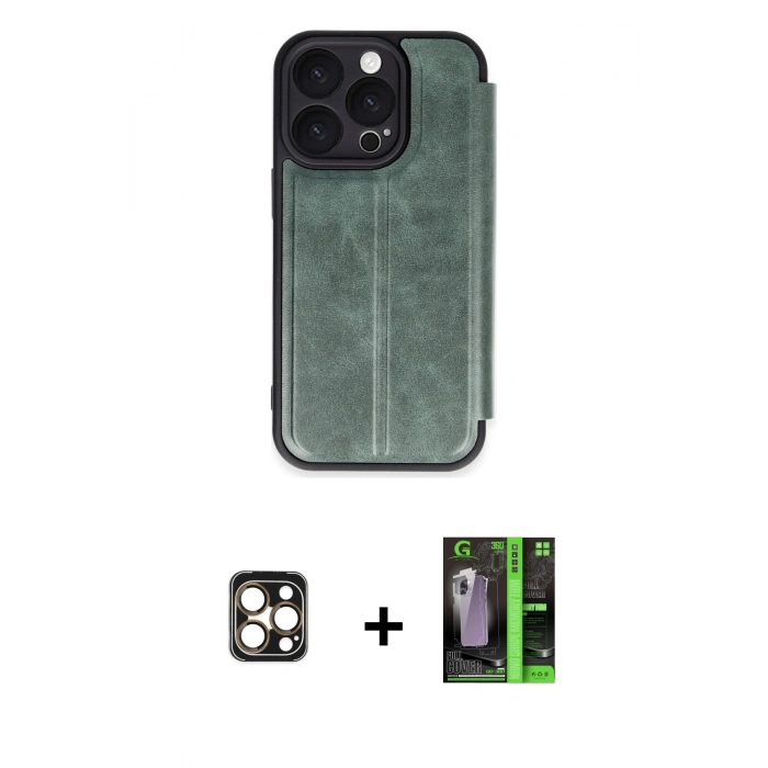 MARSİLYAN™- iPhone 16 Pro Max Kılıf Zirve Yansıma Serisi - Şeffaf 360 Full Body Arka Koruyucu + PVD Metal Kamera Lens - GD