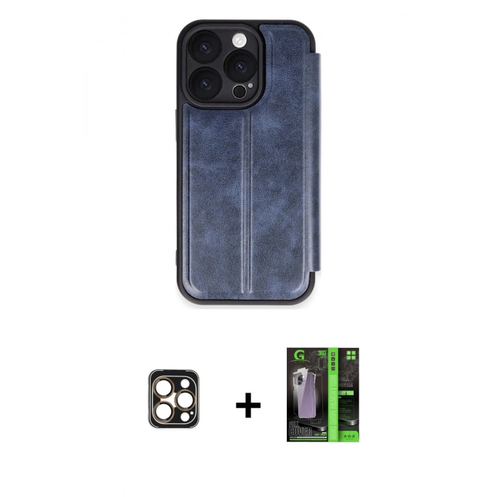 MARSİLYAN™- iPhone 16 Pro Max Kılıf Zirve Yansıma Serisi - Şeffaf 360 Full Body Arka Koruyucu + PVD Metal Kamera Lens - GD