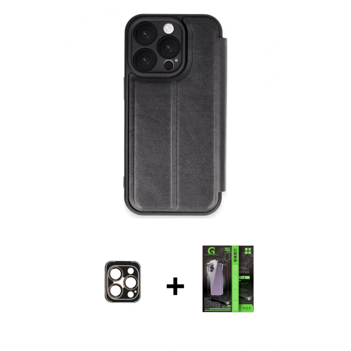 MARSİLYAN™- iPhone 16 Pro Max Kılıf Zirve Yansıma Serisi - Şeffaf 360 Full Body Arka Koruyucu + PVD Metal Kamera Lens - GD