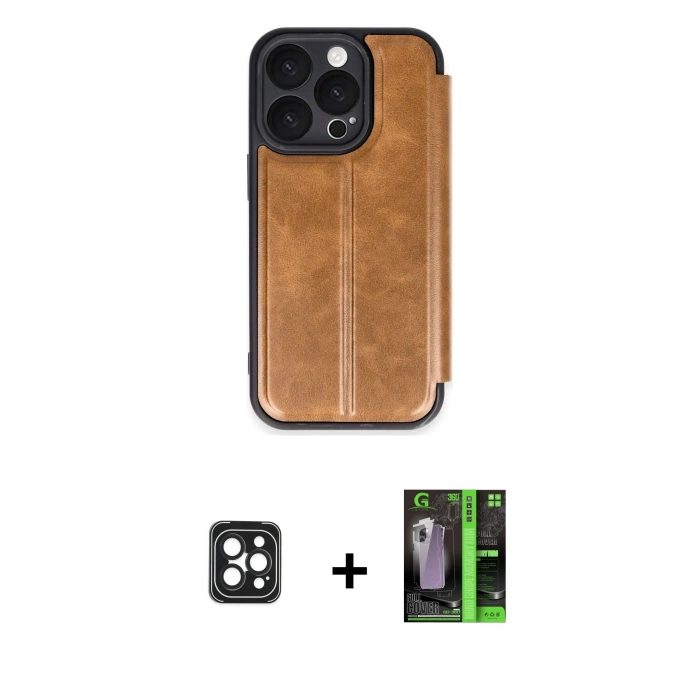 MARSİLYAN™- iPhone 16 Pro Max Kılıf Zirve Yansıma Serisi - Şeffaf 360 Full Body Arka Koruyucu + Siyah PVD Metal Kamera Lens