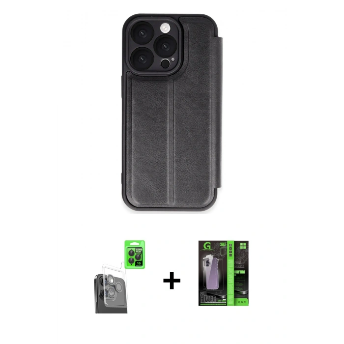 MARSİLYAN™- iPhone 16 Pro Max Kılıf Zirve Yansıma Serisi - Şeffaf 360 Full Body Arka Koruyucu + Raze Metal Kamera Lens - SH