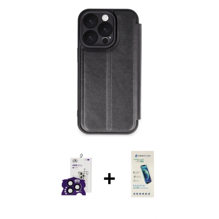 MARSİLYAN™- iPhone 16 Pro Max Kılıf Zirve Yansıma Serisi - Şeffaf Pasifik Cam Ekran Koruyucu + Bilvis Titan Kamera Lens - SH