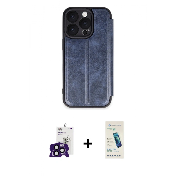 MARSİLYAN™- iPhone 16 Pro Max Kılıf Zirve Yansıma Serisi - Şeffaf Pasifik Cam Ekran Koruyucu + Bilvis Titan Kamera Lens - SH