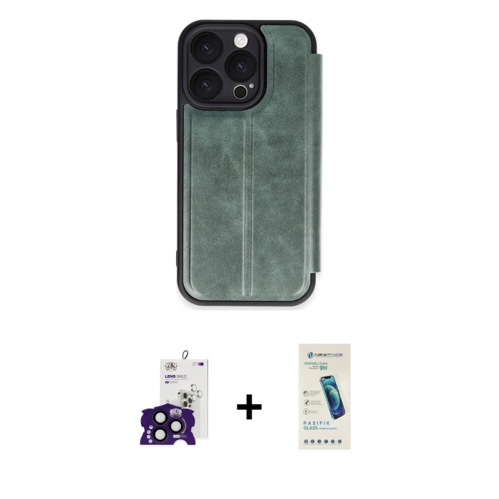 MARSİLYAN™- iPhone 16 Pro Max Kılıf Zirve Yansıma Serisi - Şeffaf Pasifik Cam Ekran Koruyucu + Bilvis Titan Kamera Lens - SH