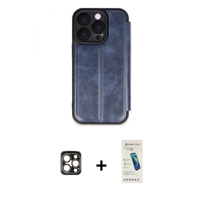 MARSİLYAN™- iPhone 16 Pro Max Kılıf Zirve Yansıma Serisi - Şeffaf Pasifik Cam Ekran Koruyucu + PVD Metal Kamera Lens - GD