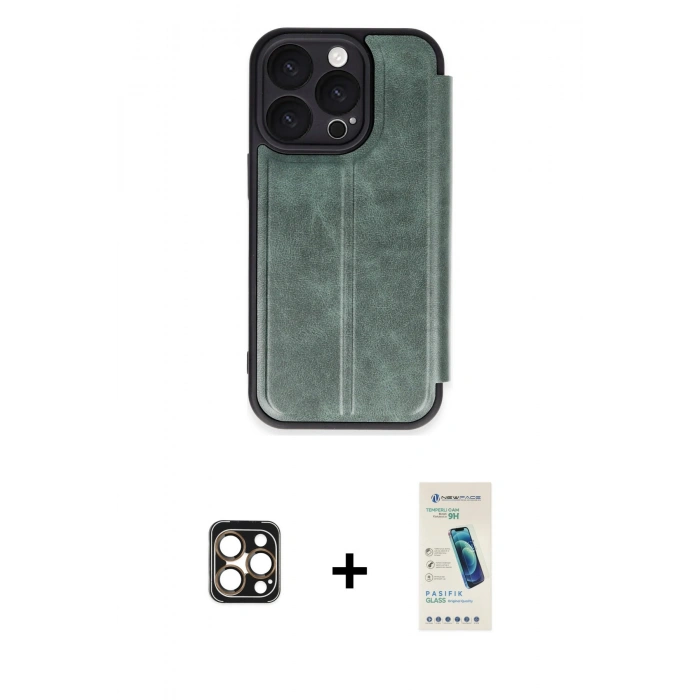MARSİLYAN™- iPhone 16 Pro Max Kılıf Zirve Yansıma Serisi - Şeffaf Pasifik Cam Ekran Koruyucu + PVD Metal Kamera Lens - GD