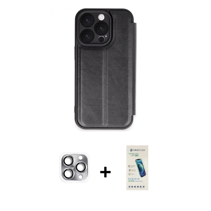 MARSİLYAN™- iPhone 16 Pro Max Kılıf Zirve Yansıma Serisi - Şeffaf Pasifik Cam Ekran Koruyucu + Pers Alüminyum Kamera Lens - GI