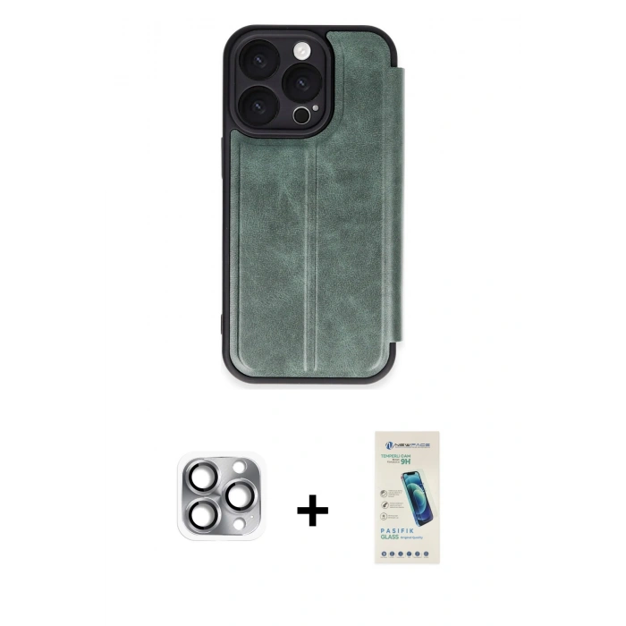 MARSİLYAN™- iPhone 16 Pro Max Kılıf Zirve Yansıma Serisi - Şeffaf Pasifik Cam Ekran Koruyucu + Pers Alüminyum Kamera Lens - GI
