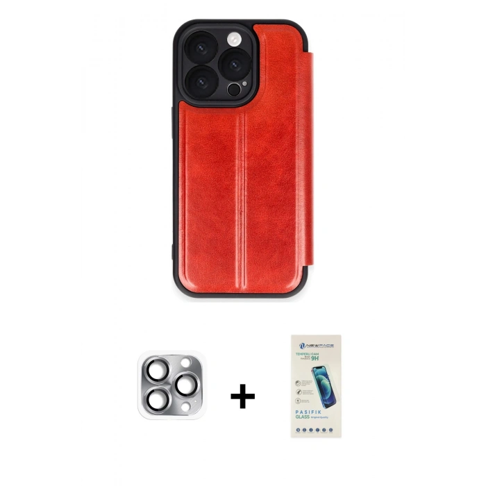 MARSİLYAN™- iPhone 16 Pro Max Kılıf Zirve Yansıma Serisi - Şeffaf Pasifik Cam Ekran Koruyucu + Pers Alüminyum Kamera Lens - GI