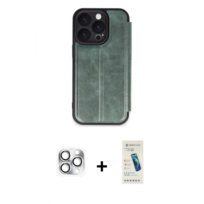 MARSİLYAN™- iPhone 16 Pro Max Kılıf Zirve Yansıma Serisi - Şeffaf Pasifik Cam Ekran Koruyucu + Pers Alüminyum Kamera Lens - GS