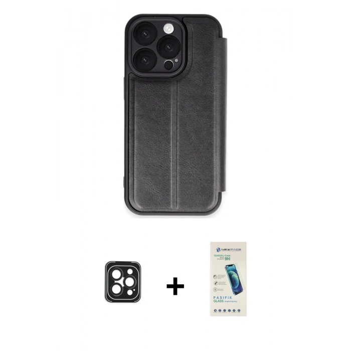 MARSİLYAN™- iPhone 16 Pro Max Kılıf Zirve Yansıma Serisi - Şeffaf Pasifik Cam Ekran Koruyucu + PVD Metal Kamera Lens - SH