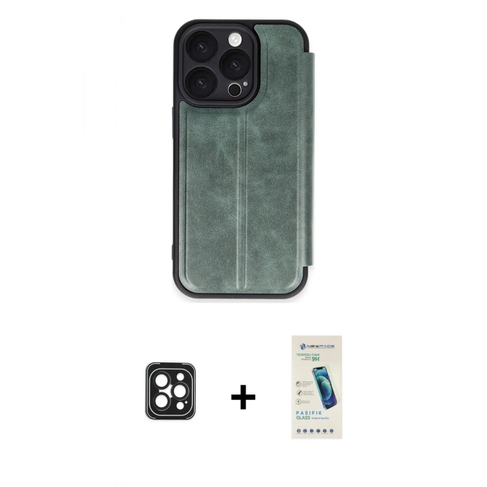 MARSİLYAN™- iPhone 16 Pro Max Kılıf Zirve Yansıma Serisi - Şeffaf Pasifik Cam Ekran Koruyucu + PVD Metal Kamera Lens - SH