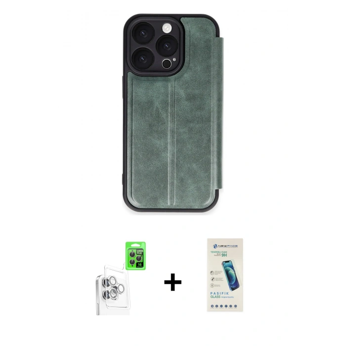 MARSİLYAN™- iPhone 16 Pro Max Kılıf Zirve Yansıma Serisi - Şeffaf Pasifik Cam Ekran Koruyucu + Raze Metal Kamera Lens - BZ