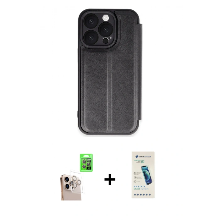 MARSİLYAN™- iPhone 16 Pro Max Kılıf Zirve Yansıma Serisi - Şeffaf Pasifik Cam Ekran Koruyucu + Raze Metal Kamera Lens - NLGY