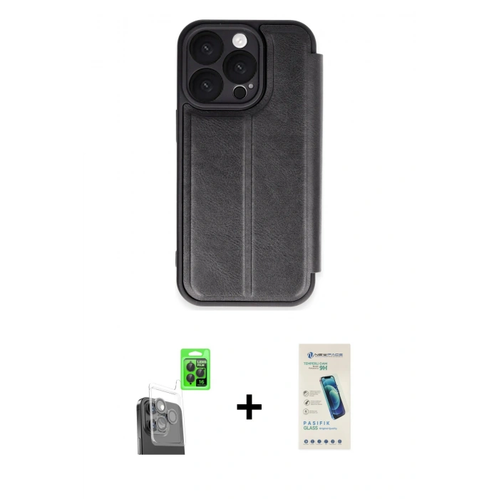 MARSİLYAN™- iPhone 16 Pro Max Kılıf Zirve Yansıma Serisi - Şeffaf Pasifik Cam Ekran Koruyucu + Raze Metal Kamera Lens - SH