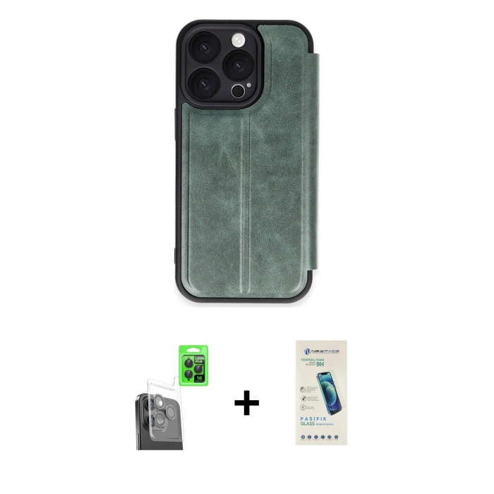 MARSİLYAN™- iPhone 16 Pro Max Kılıf Zirve Yansıma Serisi - Şeffaf Pasifik Cam Ekran Koruyucu + Raze Metal Kamera Lens - SH