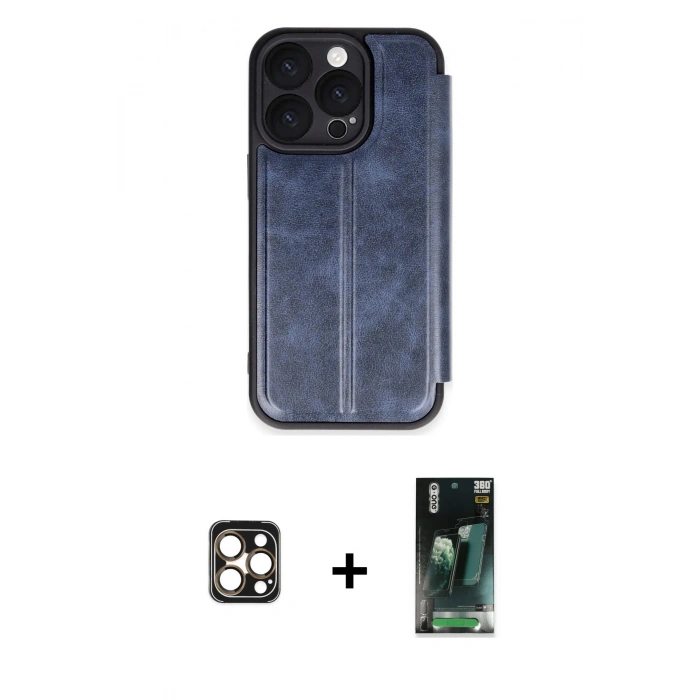 MARSİLYAN™- iPhone 16 Pro Max Kılıf Zirve Yansıma Serisi - Siyah 360 Mat Full Body Arka Koruyucu + PVD Metal Kamera Lens - GD