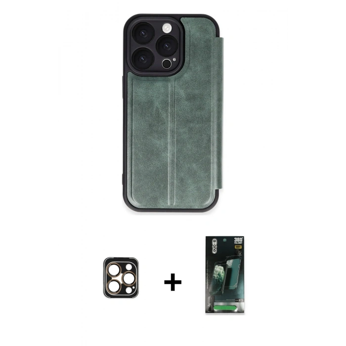 MARSİLYAN™- iPhone 16 Pro Max Kılıf Zirve Yansıma Serisi - Siyah 360 Mat Full Body Arka Koruyucu + PVD Metal Kamera Lens - GD