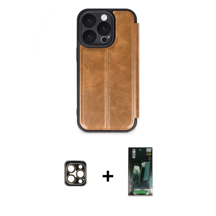 MARSİLYAN™- iPhone 16 Pro Max Kılıf Zirve Yansıma Serisi - Siyah 360 Mat Full Body Arka Koruyucu + PVD Metal Kamera Lens - GD