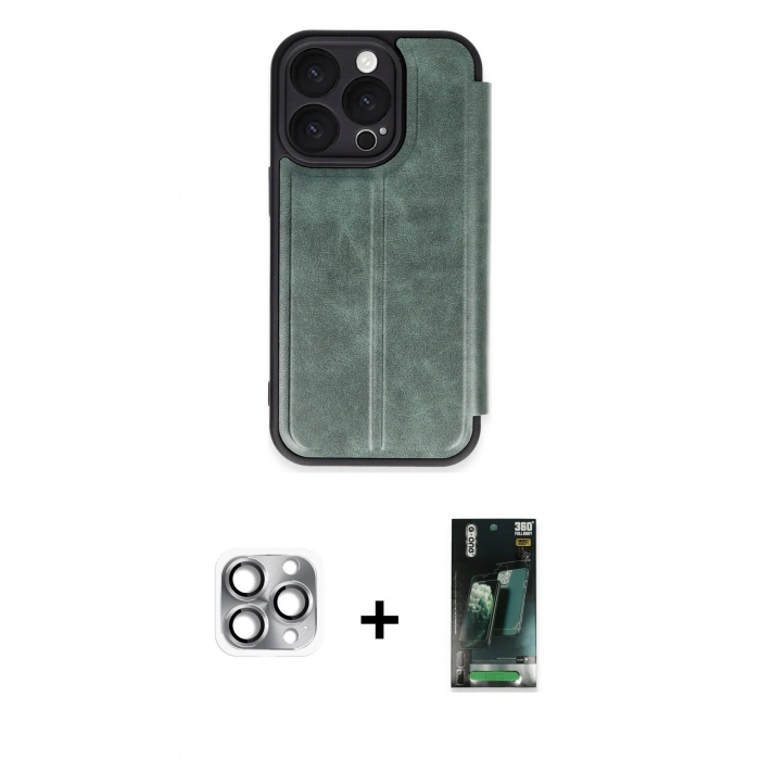 MARSİLYAN™- iPhone 16 Pro Max Kılıf Zirve Yansıma Serisi - Siyah 360 Mat Full Body Arka Koruyucu + Pers Alüminyum Kamera Lens - GI
