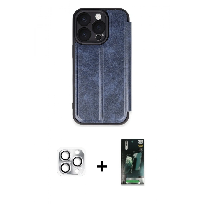 MARSİLYAN™- iPhone 16 Pro Max Kılıf Zirve Yansıma Serisi - Siyah 360 Mat Full Body Arka Koruyucu + Pers Alüminyum Kamera Lens - GS