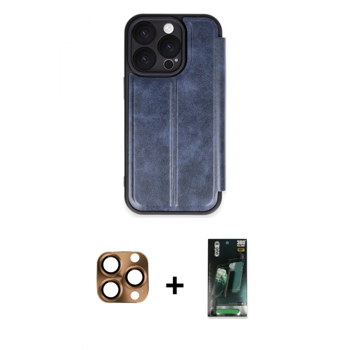 MARSİLYAN™- iPhone 16 Pro Max Kılıf Zirve Yansıma Serisi - Siyah 360 Mat Full Body Arka Koruyucu + Pers Alüminyum Kamera Lens - CLTM