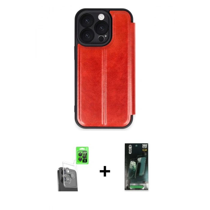 MARSİLYAN™- iPhone 16 Pro Max Kılıf Zirve Yansıma Serisi - Siyah 360 Mat Full Body Arka Koruyucu + Raze Metal Kamera Lens - SH